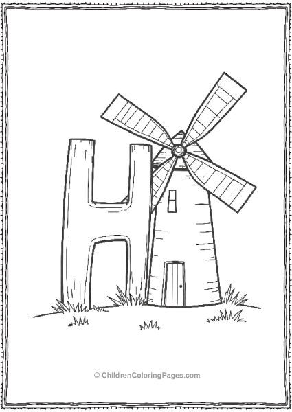 H With A Windmill Free PDF Printable