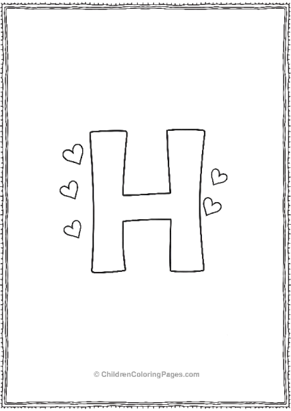 H With Hearts A Large Letter H Outlined With Small Hearts Free PDF Printable