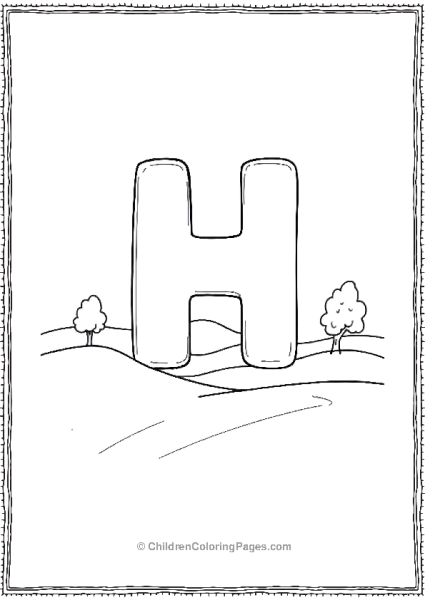 H With Hills And Trees A Large H Free PDF Printable