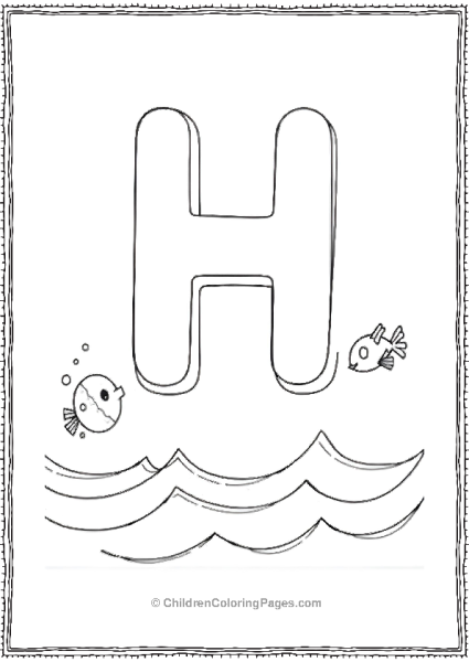 H With Ocean Waves Free PDF Printable