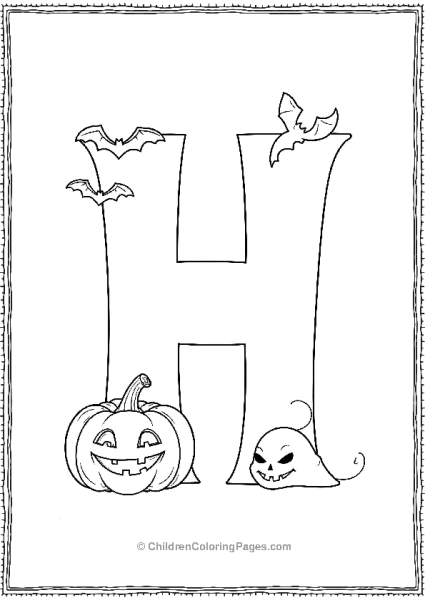 Halloween H With Spooky Outline Free PDF Printable