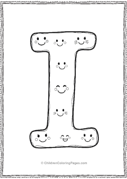 Happy Faces Playful Letter I Free PDF Printable