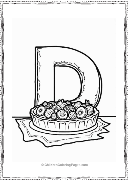 Happy Fruit Tart Coloring Page Free PDF Printable