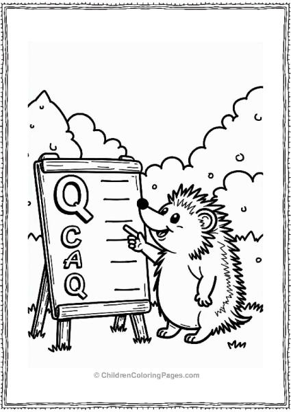 Happy Hedgehog With Quiz Board Free PDF Printable