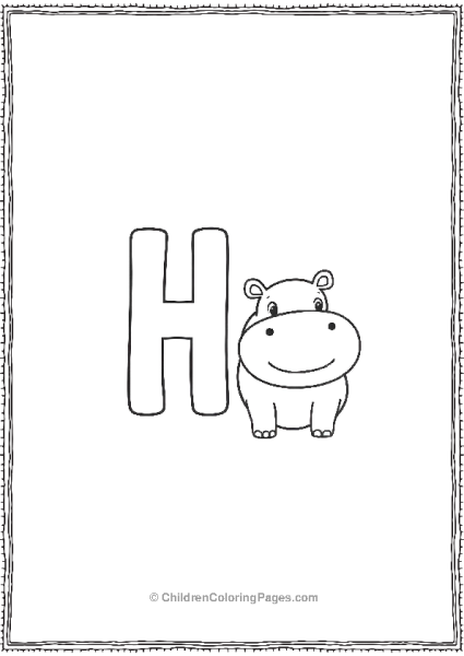 Happy Hippo Letter H Free PDF Printable