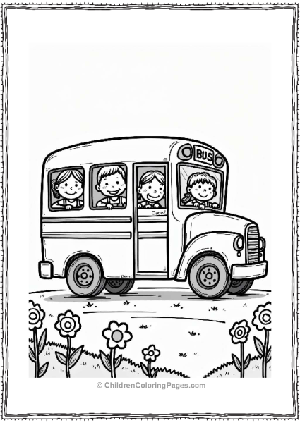 Happy Kids On A School Bus Free PDF Printable