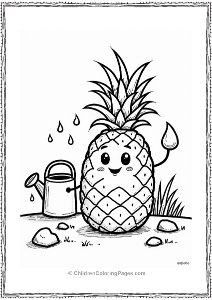 Happy Pineapple In A Garden Free PDF Printable