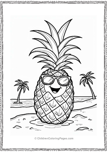 Happy Pineapple On The Beach Free PDF Printable