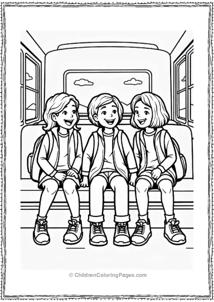 Happy Students On A School Bus Free PDF Printable