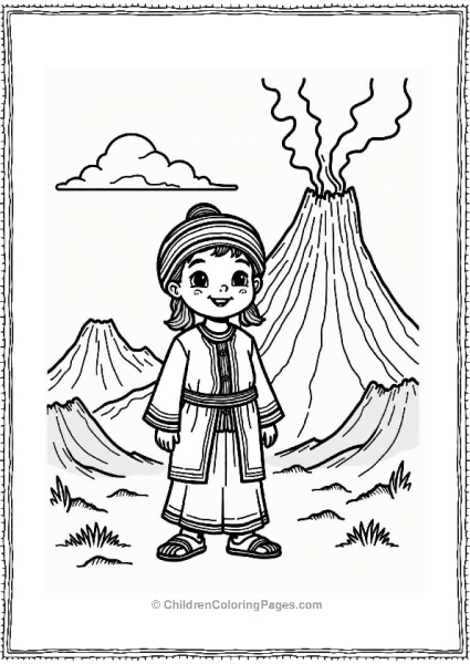 Happy Villager By The Volcano Free PDF Printable