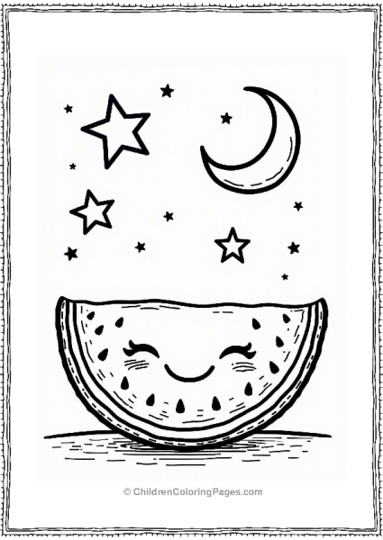 Happy Watermelon Slice In A Night Sky Free PDF Printable