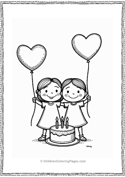 Heart Balloons With Friends Free PDF Printable