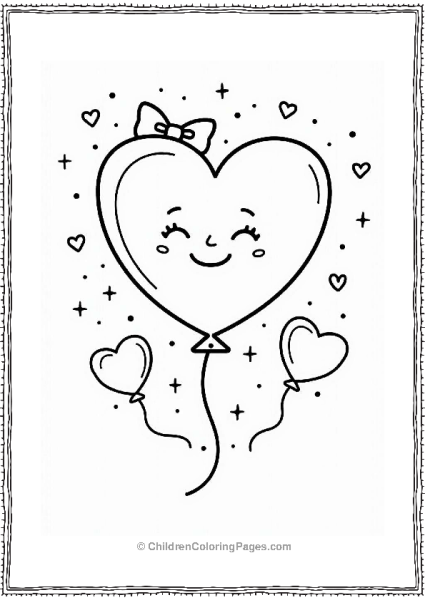 Heart Shaped Valentine’s Balloons With Stars Free PDF Printable