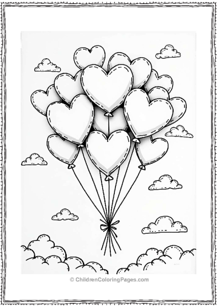 Heart Shaped Balloons In A Clear Sky Free PDF Printable