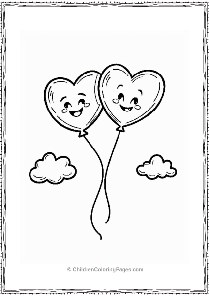 Heart Shaped Valentine’s Balloons In The Sky Free PDF Printable