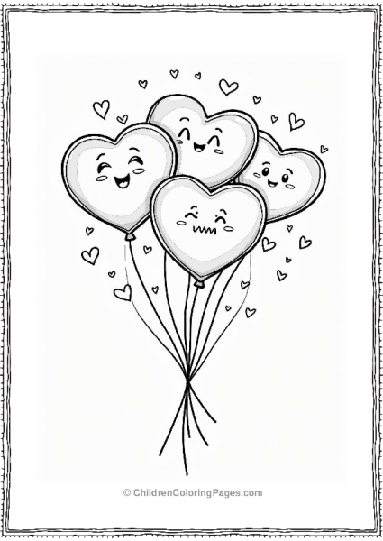 Heart Shaped Valentine’s Balloons With Expressions Free PDF Printable