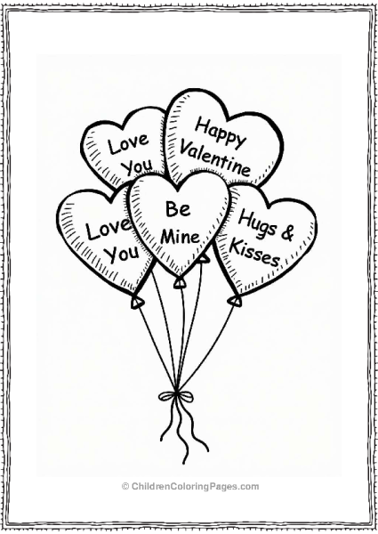 Heart Shaped Valentine’s Balloons With Love Notes Free PDF Printable