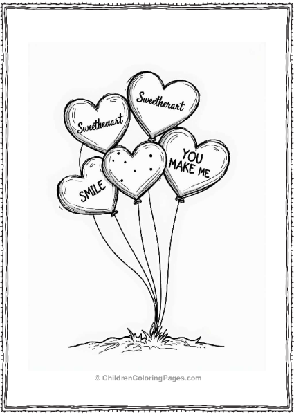 Heart Shaped Valentine’s Balloons With Messages Free PDF Printable