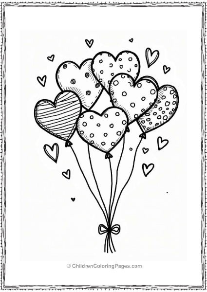 Heart Shaped Valentine’s Balloons With Stars And Hearts Free PDF Printable