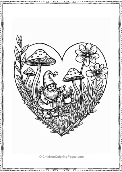 Heart Shaped Garden With Gnome Free PDF Printable