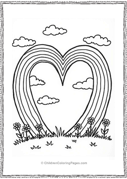 Heart Shaped Rainbow Over A Meadow Free PDF Printable