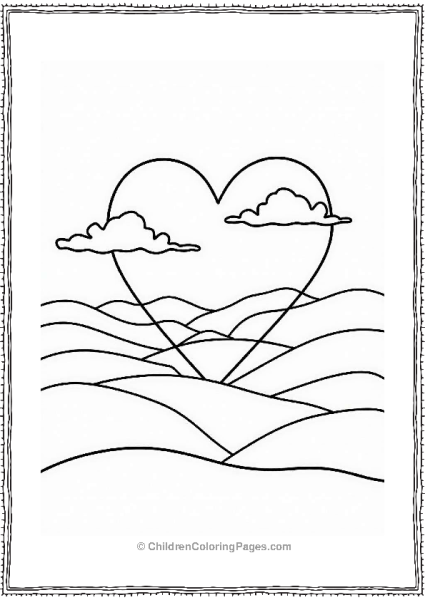 Heart Shaped Sunset Over Hills Free PDF Printable