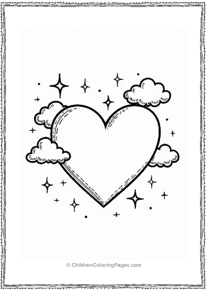 Heart Surrounded By Clouds And Stars Free PDF Printable