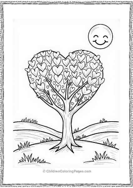 Heart Tree In A Sunny Field Free PDF Printable