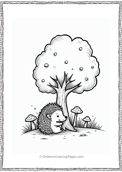 Hedgehog Snuggled By A Tree Free PDF Printable