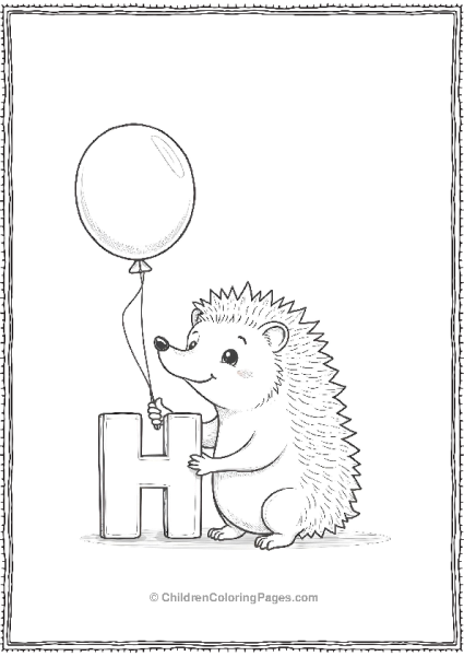 Hedgehog With Balloon Free PDF Printable