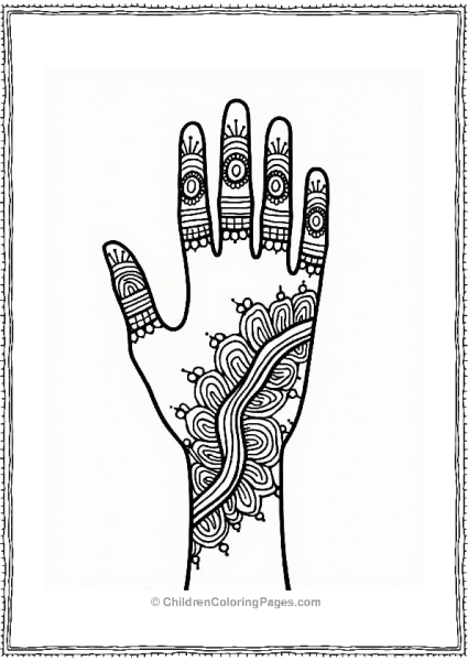 Henna Hand Design Outline Tattoo Coloring Page Free PDF Printable