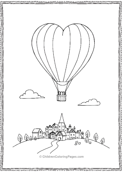 Hot Air Baloon Shaped Like Heart Free PDF Printable