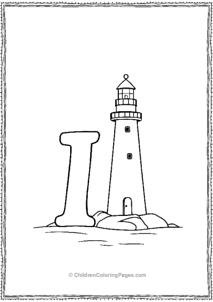 I With A Lighthouse In The Background A Bold Letter Free PDF Printable