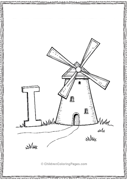 I With A Simple Windmill Scene Free PDF Printable