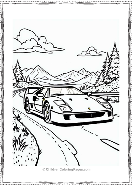 Iconic Ferrari F40 On A Stylized Road Free PDF Printable