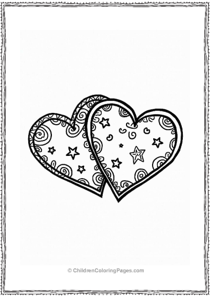 Intertwined Hearts With Patterns Free PDF Printable