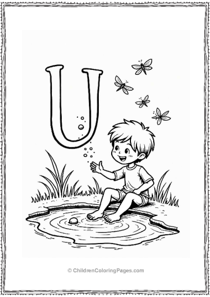 Joyful Character By A Pond Free PDF Printable