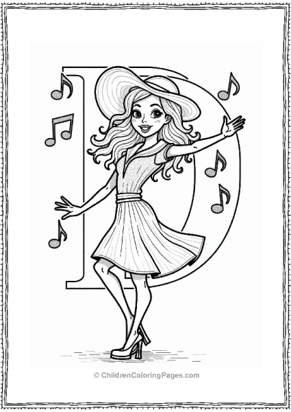 Joyful Jazz Dancer With Musical Notes Free PDF Printable