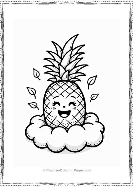 Joyful Pineapple On A Soft Cloud Free PDF Printable