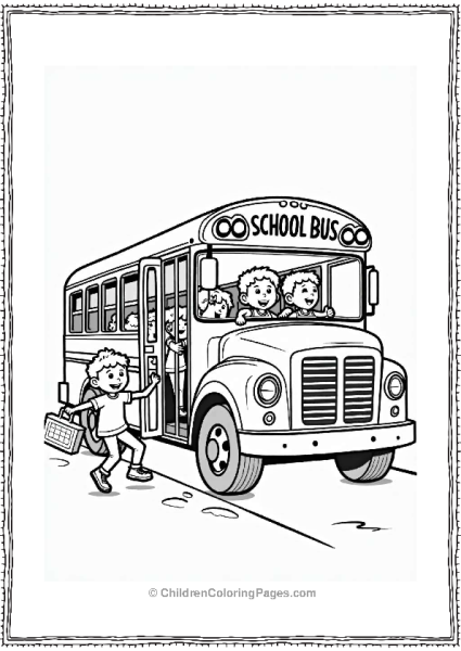 Joyful School Bus Scene Free PDF Printable