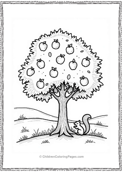 Juicy Peach Tree With Squirrel Free PDF Printable