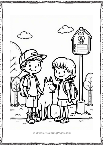 Kids Waiting For The School Bus Free PDF Printable