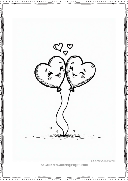 Kissing Valentine’s Balloons With Hearts Free PDF Printable
