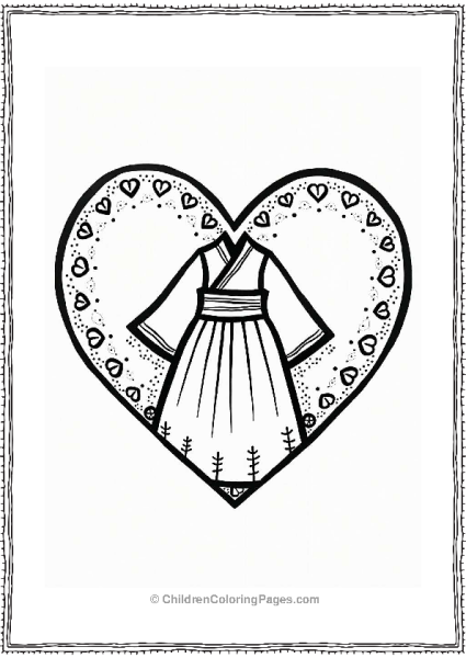 Korean Heart With Hanbok Design Free PDF Printable