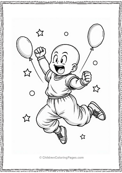 Krillin Celebrating Victory Free PDF Printable