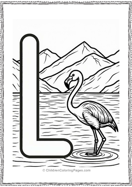 Laguna Colorado With Flamingo Letter L Coloring Page Free PDF Printable