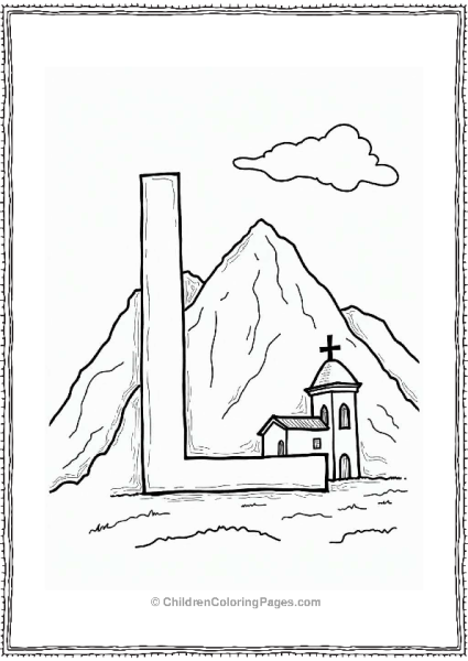 Lalibela Churches Illustration Letter L Coloring Page Free PDF Printable