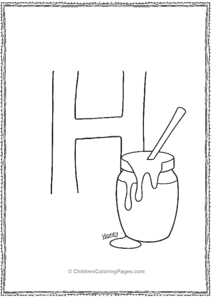 Large H With A Jar Of Honey Free PDF Printable