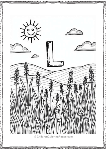 Lavender Field Under The Sun Letter L Coloring Page Free PDF Printable