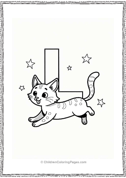 Leaping Lynx In A Starry Letter L Coloring Page  Sky Free PDF Printable